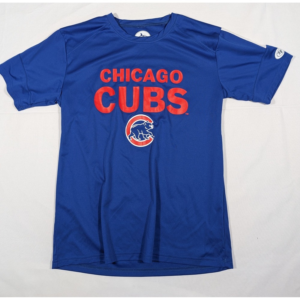 Chicago Cubs Youth T Shirt Medium Blue Red Logo Baseball Sports Tee